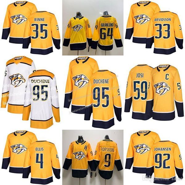 

2019 nashville raider 95 matt duchenne 59 roman josi 92 ryan johansen 9 filip forsberg 35 pekka rinne hockey jersey, Black;red