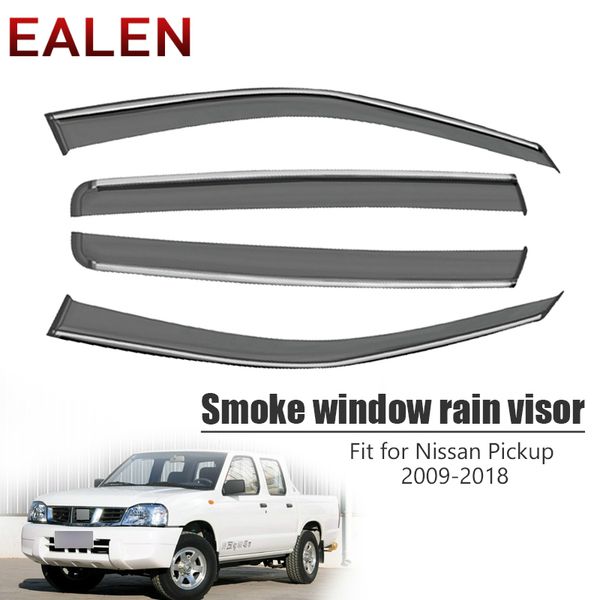 

ealen for nissan pickup 2009-2018 car-styling abs vent sun deflectors guard accessories 4pcs/1set smoke window rain visor