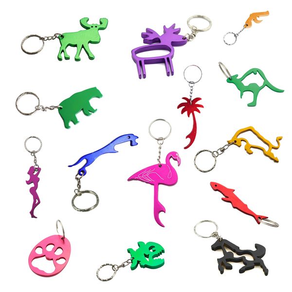 

6pcs/lot bottle opener keychains aluminum beer openers can customized logo wedding favors metal keyring key chain ring, Slivery;golden