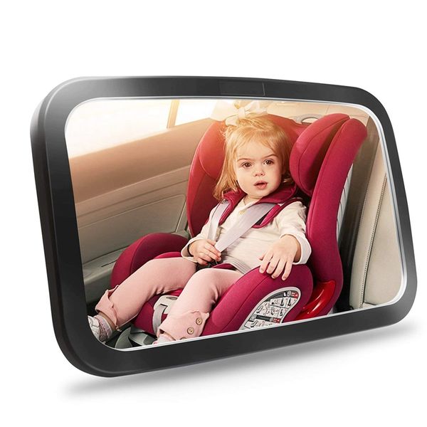 

baby car mirror, safety car seat mirror for rear facing infant with wide crystal clear view, shatterproof, fully assembled, cr