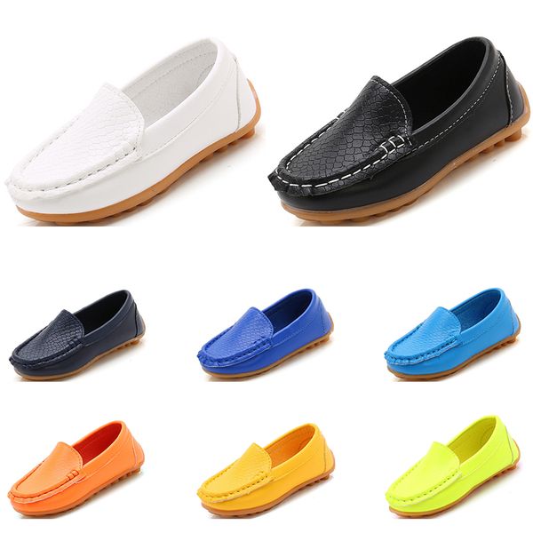 

2020 whole sale children boy leather shoes black white dark blue red wine orrange volt fashion designers shoes size 27-35