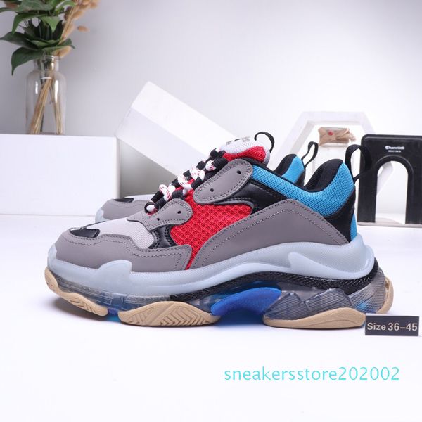 

triple-s crystal bottom green 2019 dad shoes platform triple s sneakers for mens women vintage kanye old grandpa trainer s02, Black