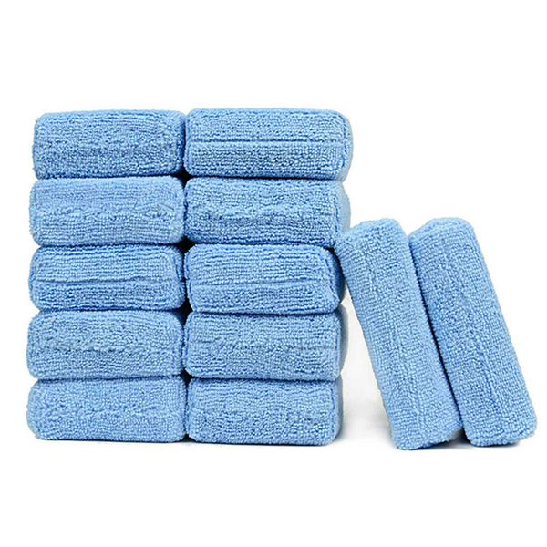 

12pcs microfiber car wash cleaning waxing polishing sponge block blue sponge pad universal window bathroom car styling