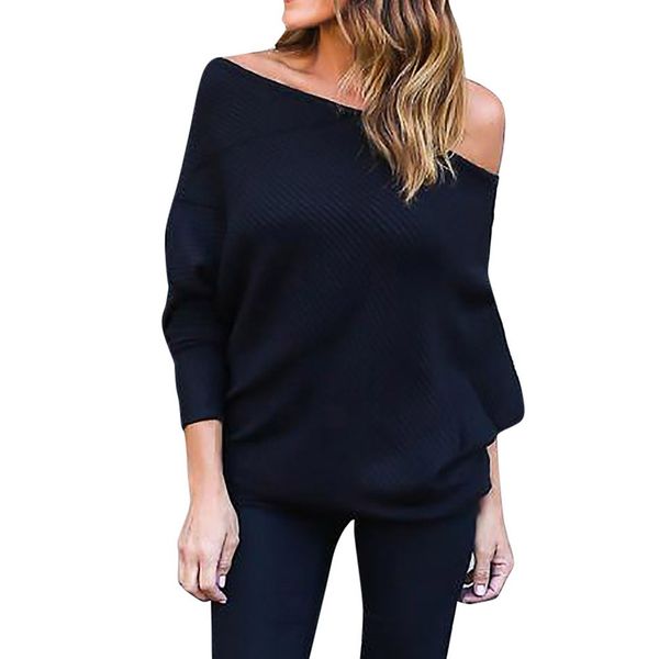 

off shoulder sweater women casual pullovers long sleeve black jumper women's sweaters knitted sweater pull femme 2019, White;black