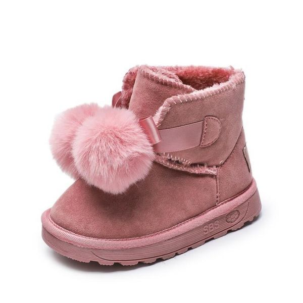 

girls snow winter warm flat round toe kids sport shoes baby children' pink grey soft martin boots size 27-37 sneakers y200318, Black;grey