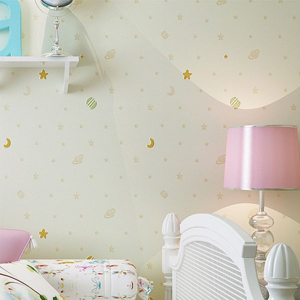 

bright and fresh star moon children room wallpaper blue night sky non-woven boys room girl bedroom cartoon princess wallpaper