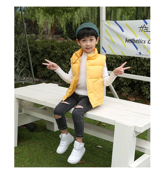 

12.24 new style children's vertical collar, down cotton vest, men's and women's small children's clothing, thickened out, Blue;gray