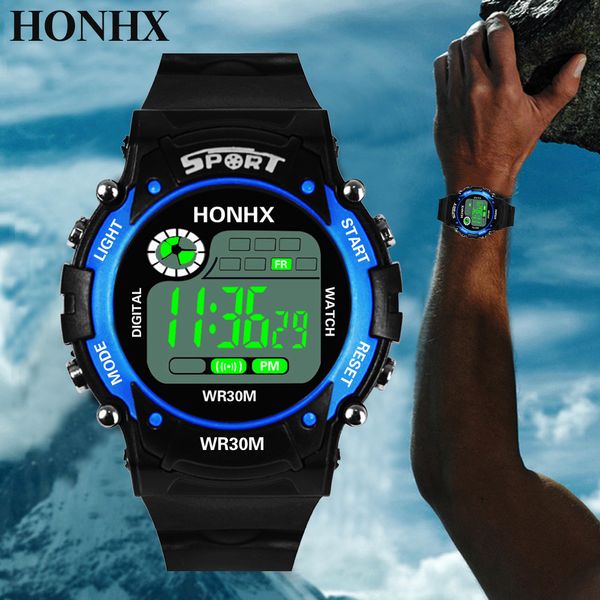 

honhx luxury fashion mens watch digital led analog quartz alarm date sports mens clock wrist watches reloj digital hombre, Slivery;brown