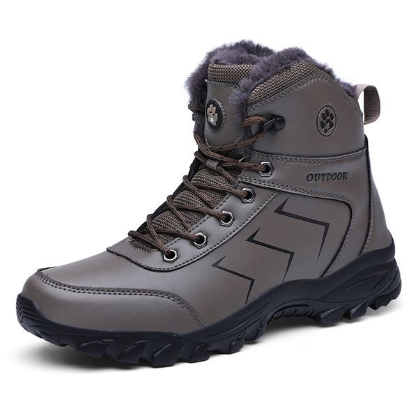 

men's boots winter thick plush men's snow boots shoes winter warm non-slip shoes fashion ankle botas hombre 717, Black