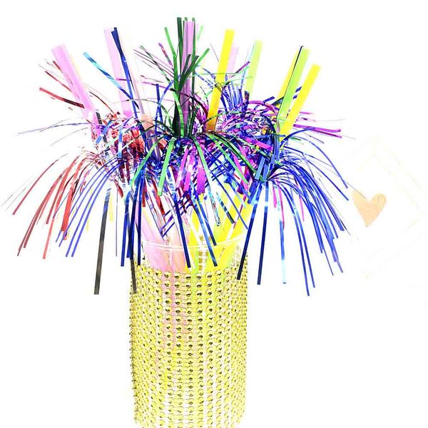 

20pcs/lot creative plastic disposable straw biodegradable distored color beverage hard colorful fireworks design drinking straws