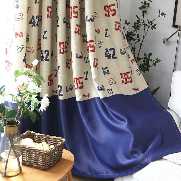 

cartoon number stripes, blue and red letters, shading curtains for living dining room bedroom