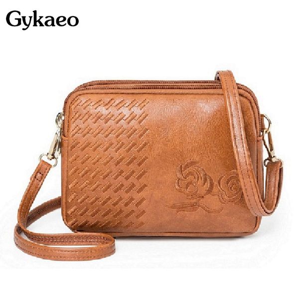 

gykaeo women multifunctional embroidered shoulder bag ladies circular floral messenger bags small leather evening day clutches