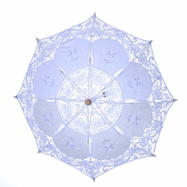 

new european white/ivory lace umbrella diy production sun parasol bride umbrella with 8 ribs wood handle wedding decorations s l