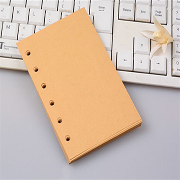 

6 hole loose-leaf paper blank pages/line pages/kraft pages/wisdom pages 48 sheets bind paper writing school office supplies, Purple;pink
