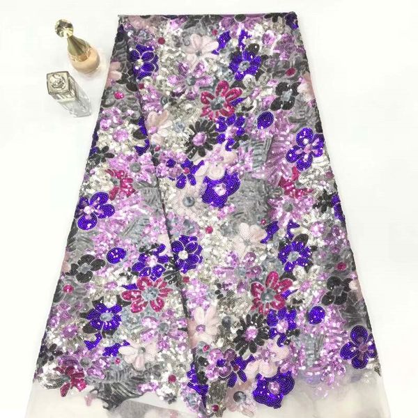 

purple lilacs african lace fabric colorful french net embroidery sequins tulle lace fabric for wedding -n1103, Pink;blue