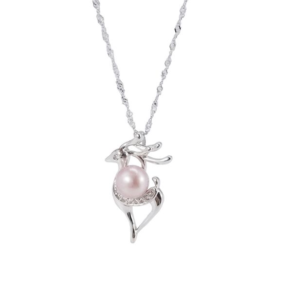 Sólido 925 Plata Esterlina Clave Colgante Collar De Perlas Para Mujeres Regalo De Cumpleaños