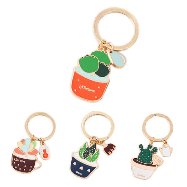 

designer cute keychain novelty cute succulent plants trendy style keychain key chain key ring key holder women gift christmas gift, Silver