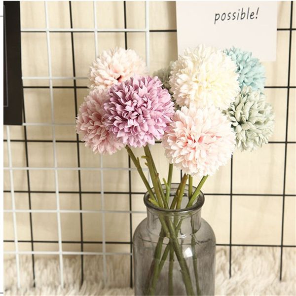 

2pcs artificial flowers single branch dandelion silk chrysanthemum fake flower for wedding home decoration bouquet