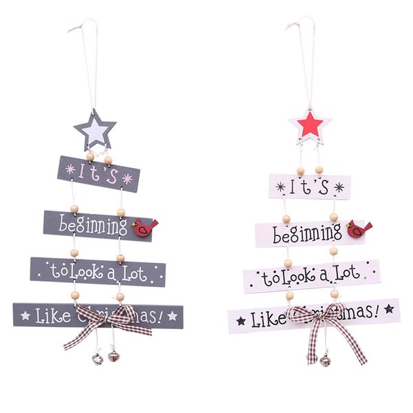 

1pc white gray xmas wooden pendants ornaments kid gift for christmas party xmas tree ornament wood crafts decorations