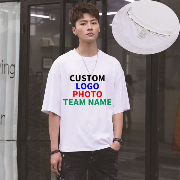 

custom print t-shirt for men and women your own design logo/p/text company team printing apparel advertising t shirt, White;black