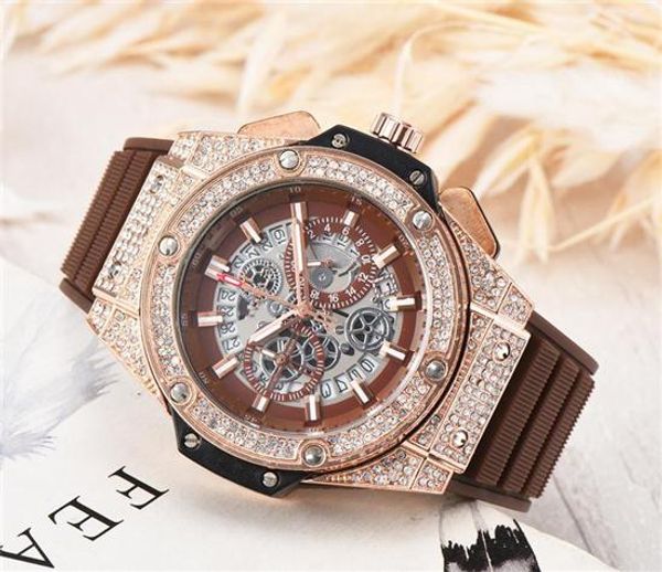 

Men's fashion Large dial Quartz Watches Luxury Men's Fully functional quartz Rhinestone Diamond inlay Clock dial Quartz Watches