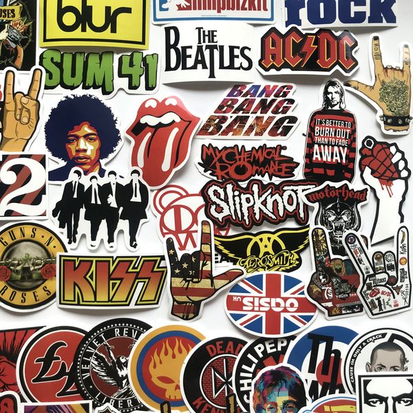 

52pcs no repeat car stickers rock cool sticker home skateboard snowboard lapluggage motorcycle guitar vinyl waterproof decals