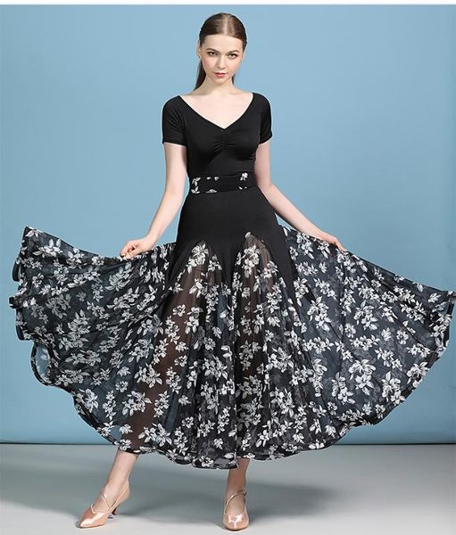

women modern dance dress ballroom dancing costumes ball dance training clothes waltz tango social full-skirted dress my810, Black;red