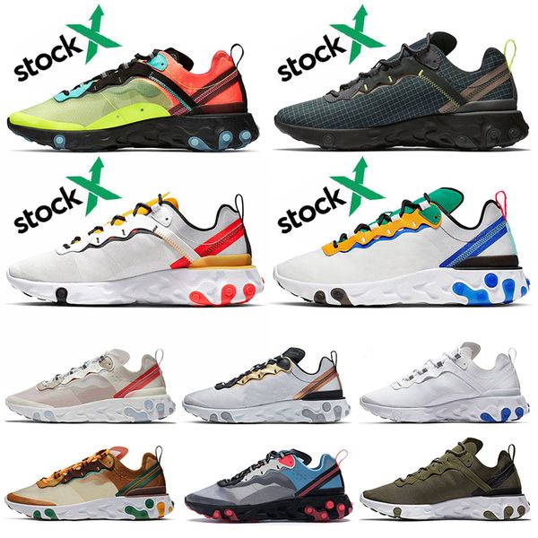

high react element 55 87 brand running shoes volt racer pink midnight navy olive stock x designer sneakers men women undercover