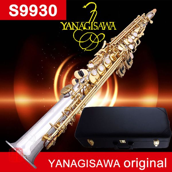 

Сопрано саксофон YANAGISAWA S9930 B (B) Посеребренное сопрано Прямой золотой саксофон Профессиональные музыкальные инструменты Мундштук