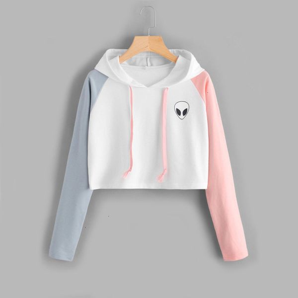 

woman sweatshirt women clothing print contrast sleeve graphic hoodie patchwork long sleeve crop active pullover casual drop shipping, Black
