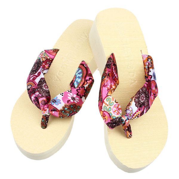 

new arrival wedge platform thong flip flops sandals shoes beach casual slippers summer indoor & outdoor slip-on casual shoes s, Black