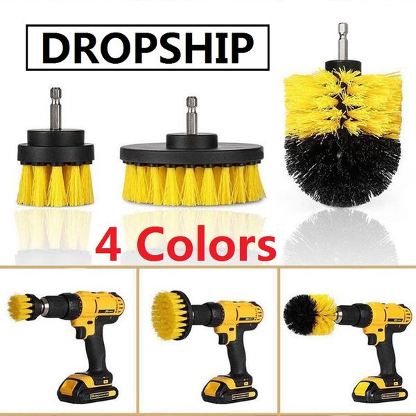 

3pcs/set electric drill brush kit tile grout scrubber cleaning drill nylon brushes tub cleaner kit wood grinding polishing tool