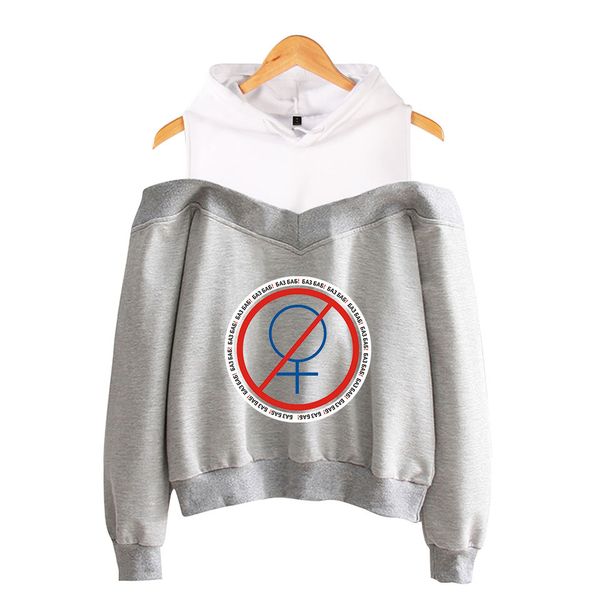 

selling versatile loose-fit korean-style cool women's off-shoulder hoodie, Black