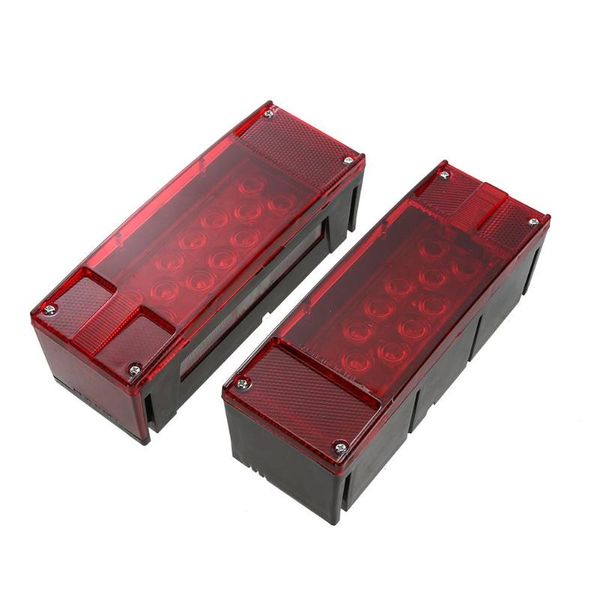 

2pcs left+right led red trailer boat rectangle stud sturn tail lights waterproof led red + white truck turn tail lights