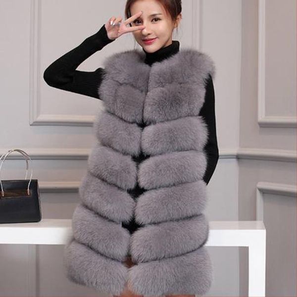

mink women faux fur coats 2019 gray black slim faux fur femme coat large size 4xl winter outerwear warm gilet waistcoats j181