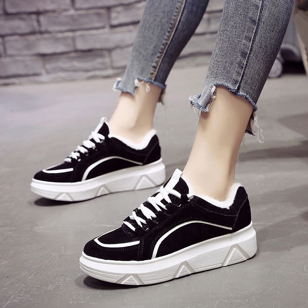 

nice fashion winter shoes plus velvet women flats quality sneakers female casual shoes comfortable flat k811, Black