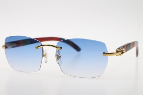 

8200905 peacock wood sunglasses rimless wood glasses cat eye with box blue lens, White;black