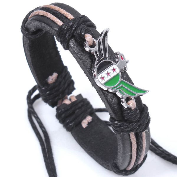 

новый ближний восток сирийский пустынный стиль металлический браслет английские кожаные буквы браслет оптовые пользовательские флаги ювелирн, Black