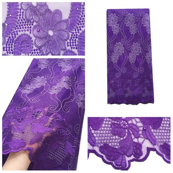 

2020 последние нигерийский материал шнурка высокого качества фиолетовый африканский бисера кружева ткань для венчания партии французского тю, Black;white