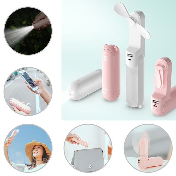 

3 в 1 многофункциональный карманный вентилятор мини портативный usb зарядка двухскоростной сильный ветер тихий свет мощность длительные вент