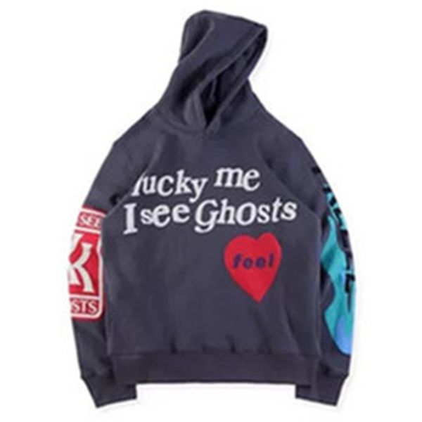 

hip hop stars album kids see ghosts skateboard thick graffiti print hoodie cool men women casual hoodie male s-xl, Black