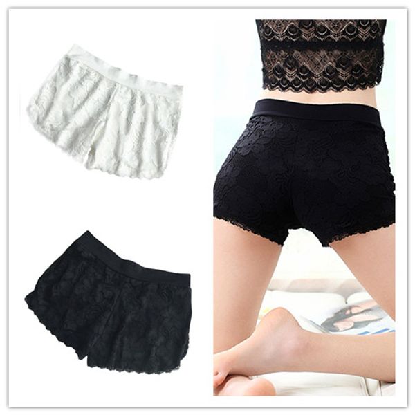 

1pcs female lace short safe pants women's boxer underpants white black, Black;pink