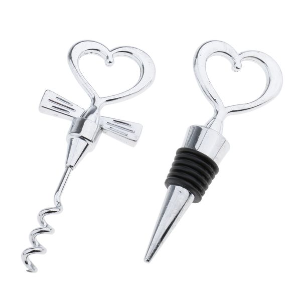 

fashion 1 pair love heart red wine bottle ser bottle opener twist silver