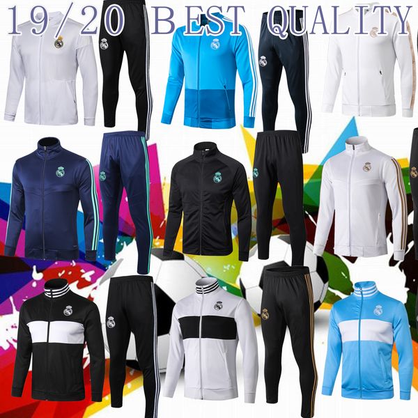 

2019/20 real madrid tracksuit soccer jacket full zipper tracksuit 2019 2020 real madrid hazard maillot de foot isco survÃªtement chandal, Black