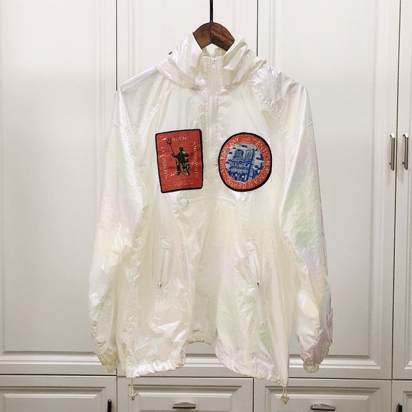 

19ss luxury europe paris windproof jacket street skateboard sequins patch outdoor jacket coat, Black;brown