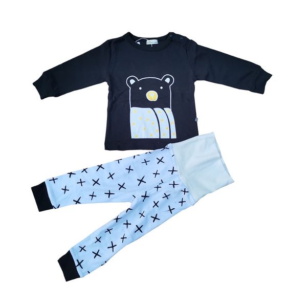 

2 шт. / компл. дети мальчики девочки весна осень комплект одежды дети милые животные медведь футболка+брюки детский костюм мода мальчики нар, White