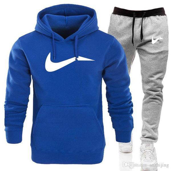 

new fashion designer tracksuit autumn winter casual brands sportswear men tracksuits 2pcs sets hoodies+pants mens clothing, Gray