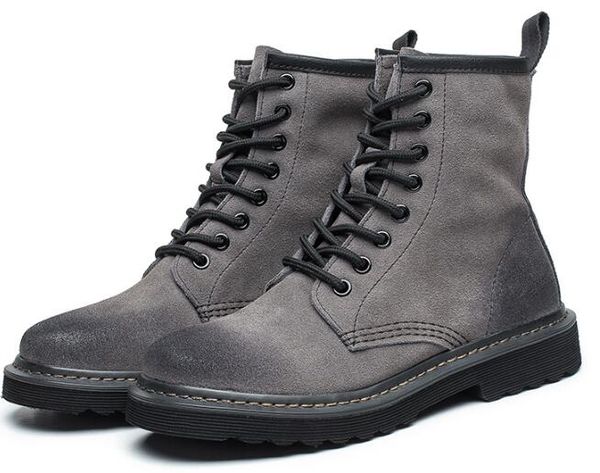 

women's autumn and winter low-heeled british martin boots female scrub leather tube female boots women's motorcycle boots, Black