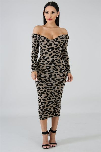 

women fashion leopard grain deep v neck bodycon dresses designer long cap sleeve clothing fashion female casual apparel, Black;gray