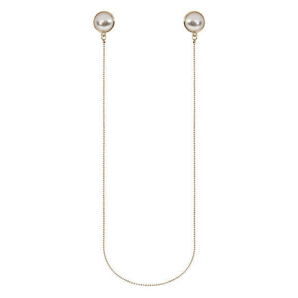 

korean fashion sweet long imitation pearl earrings metal temperament hanging neck one-piece tassel earrings women's accessories, Silver